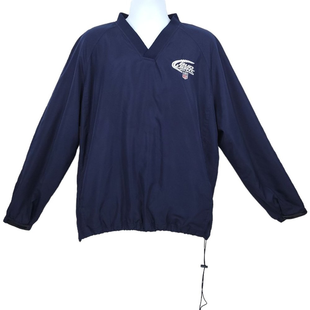Dunbrooke Pullover V Neck Jacket NFL Bud Light Mens Size XL Side Zip Embroidered